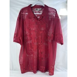 Y2K Dragon Shirt Billion Bay Mens XXL Button Up Lace Mesh 90s Grunge Skater